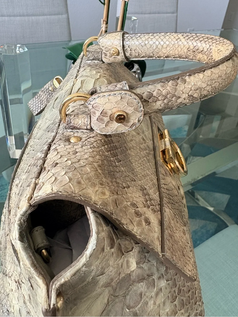 Salvatore Ferragamo Sofia Python Satchel